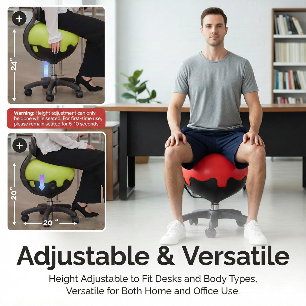 Aeromat Elite Yoga Ball Chair Active Sitting & Adjustable Height 250lbs Cap