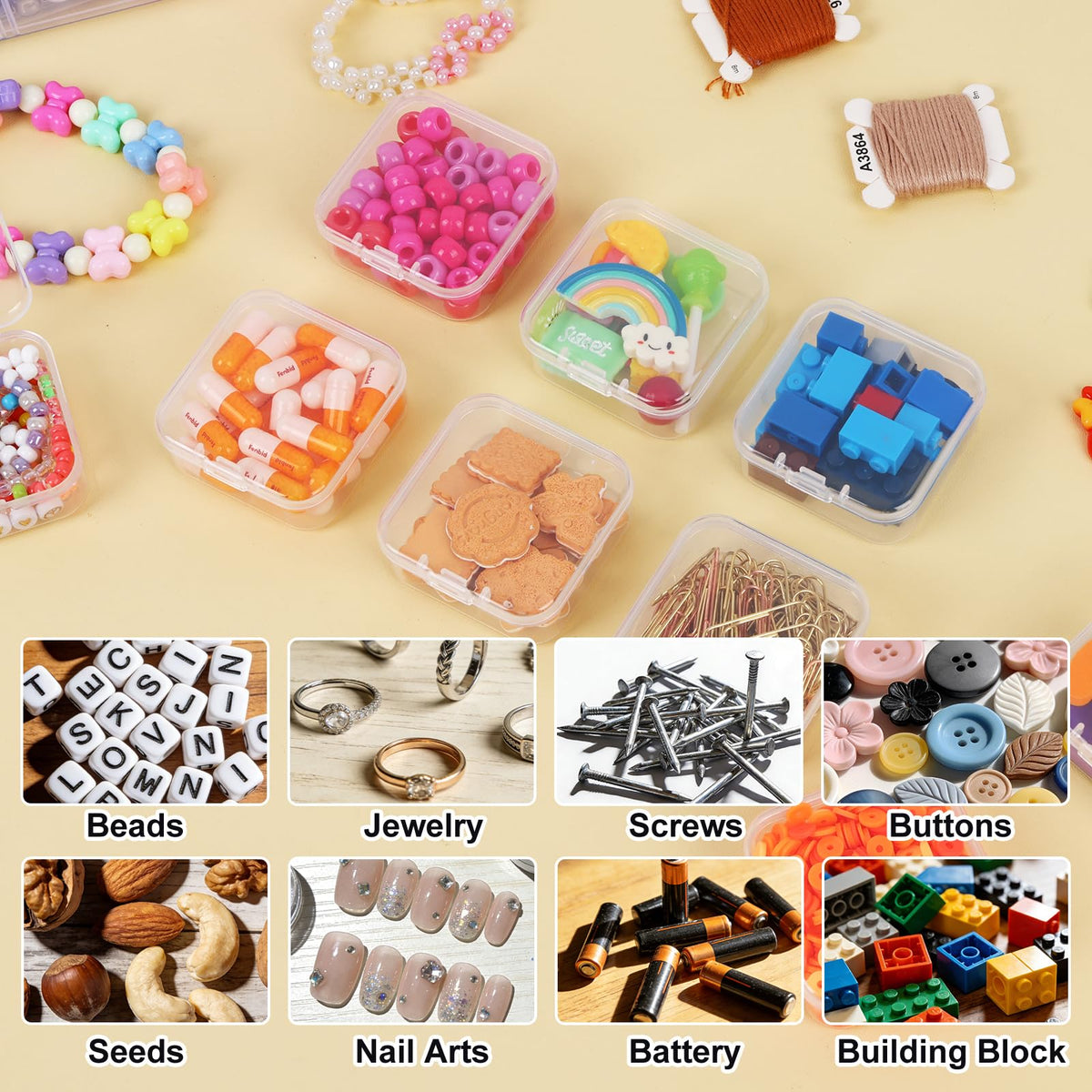 Bead Organizer 3 Tier 30 grid Stackable Craft Tackle Storage Container