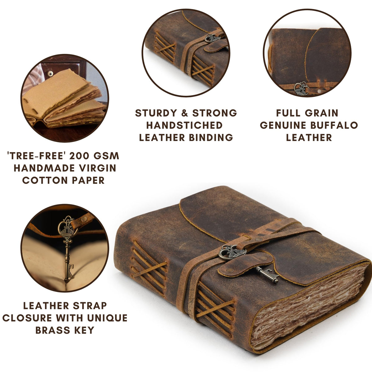 LEATHER VILLAGE Vintage Leather Journal Key Lock, Teal 6x4.