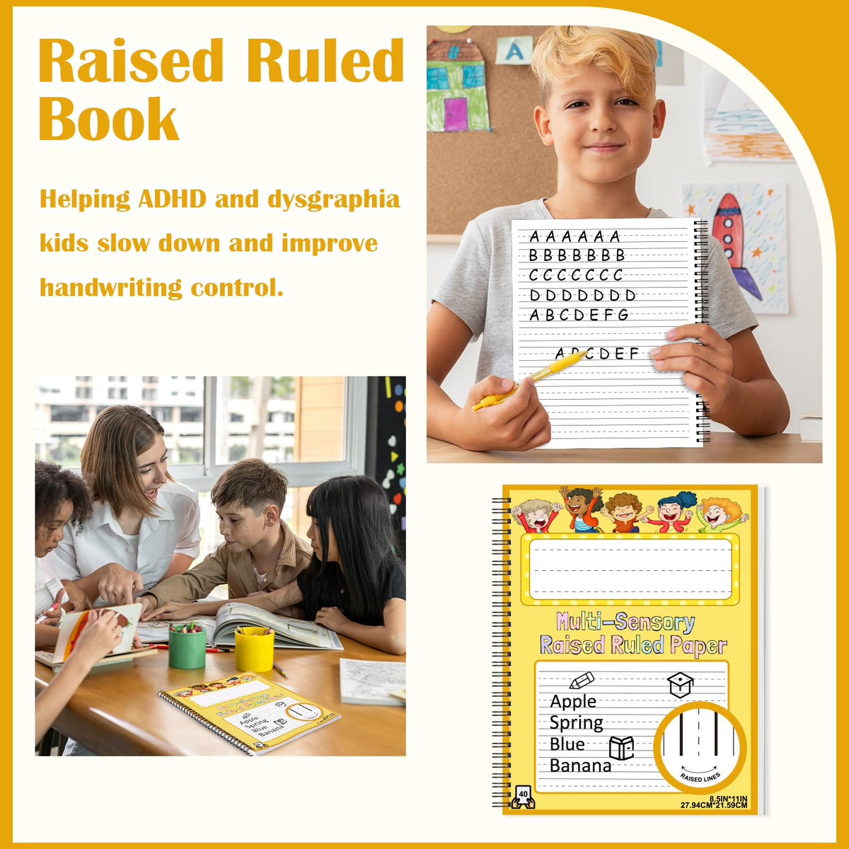DOSTATNI Raised-Line Spiral Handwriting Pad (40 Sheets per Pad)
