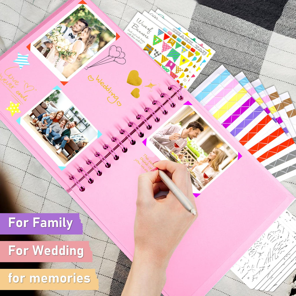 Gotideal 80 Pages Scrapbook Album with 10 Metallic Markers, Black