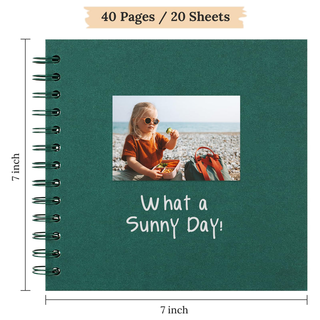 Polaroid Scrapbook Photo Album 7"x7" 20 Sheets 40 Pages Kraft Paper Khaki