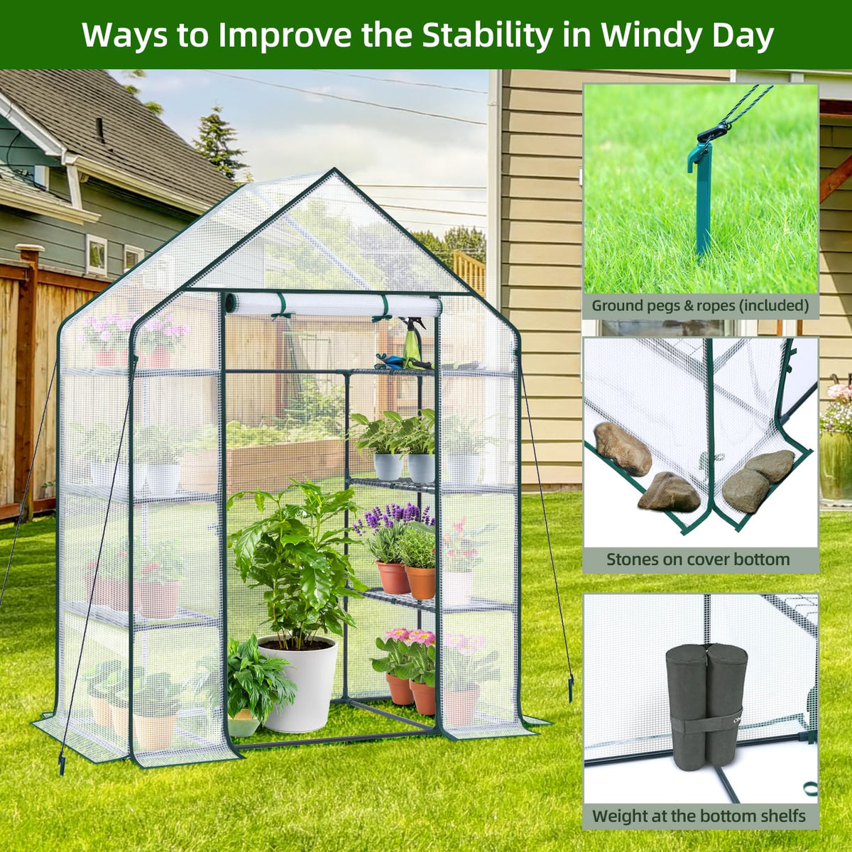 Ohuhu Plastic Greenhouse with 3–4 Tiers, Up to 22.56 Sq Ft