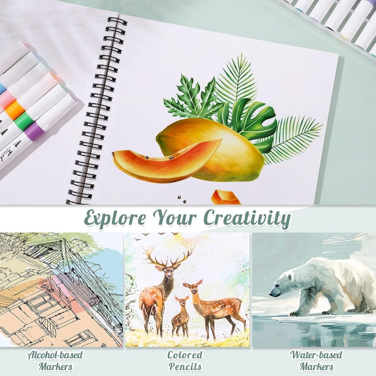 50 Sheets Marker Paper Pad, 7.6 × 7.6 in, 120gsm Alcohol Marker Paper