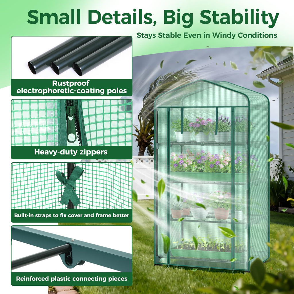 Ohuhu Portable Greenhouse with 4 Shelves (Mini & Large Sizes)