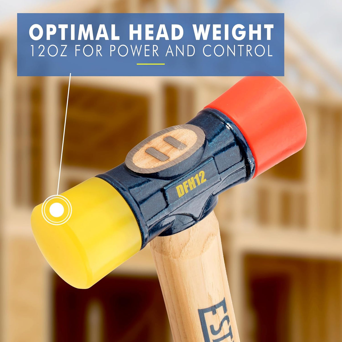 ESTWING Rubber Mallet, 12oz Red & Yellow Mallet, DFH12