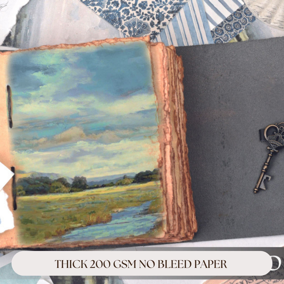 LEATHER VILLAGE Vintage Leather Journal Key Lock, Teal 6x4.