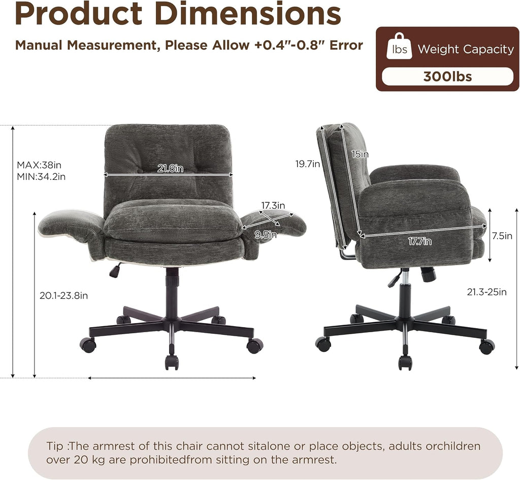 FiveWillowise Low-Back Cross-Legged Desk Chair (Multiple Colors)