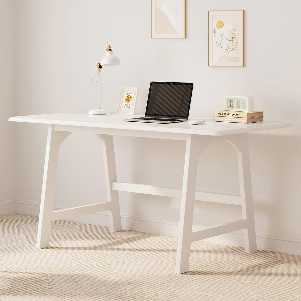 IOTXY Solid Wood Writing Table - 60" W Minimalist PC Computer Desk, Oak