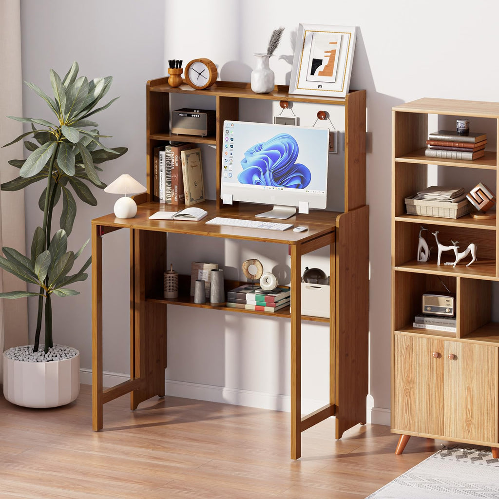 Dezyfurni Bamboo Folding Student Desk with Storage