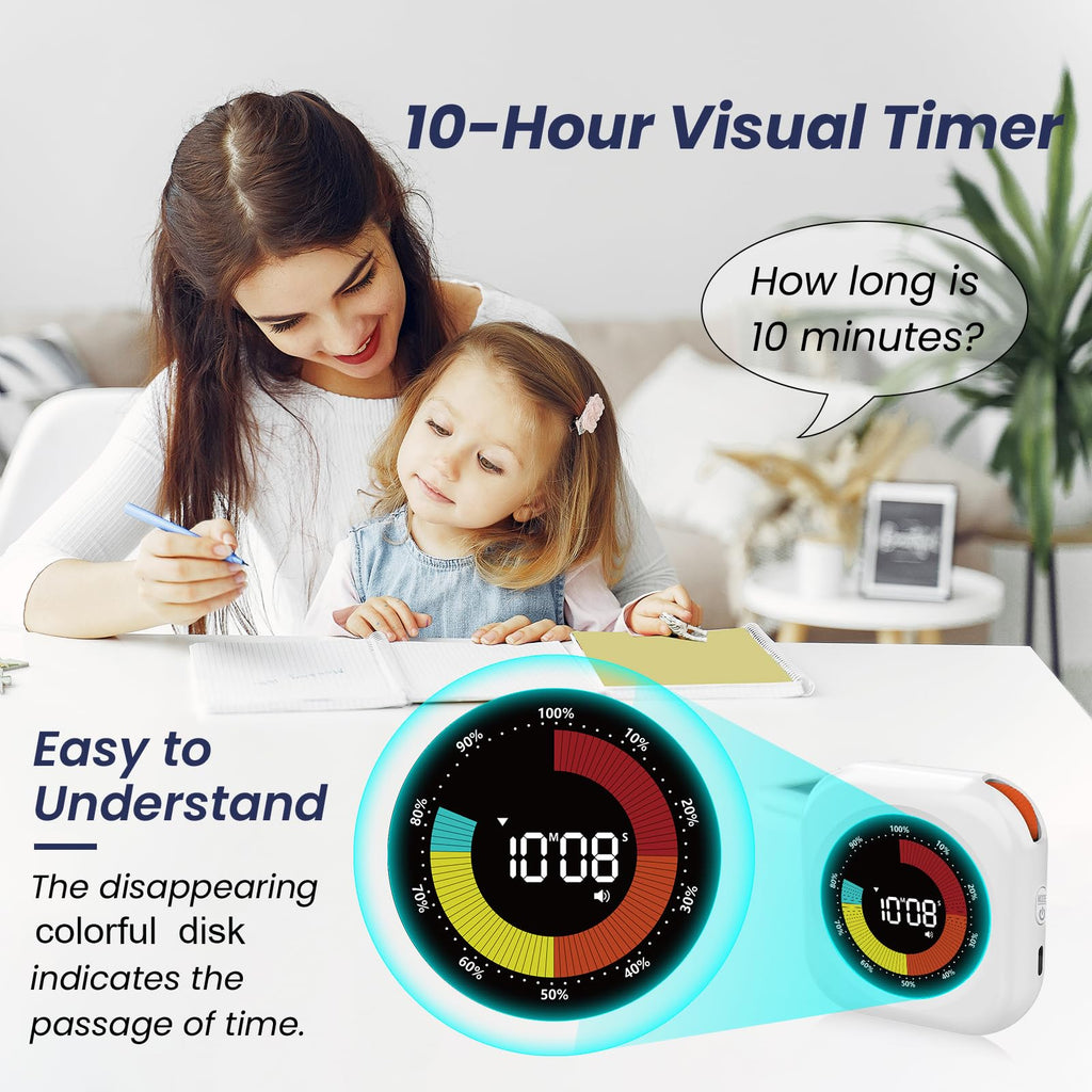 Visual Timer for Kids, Rechargeable 10-Hour Countdown/Up Timer