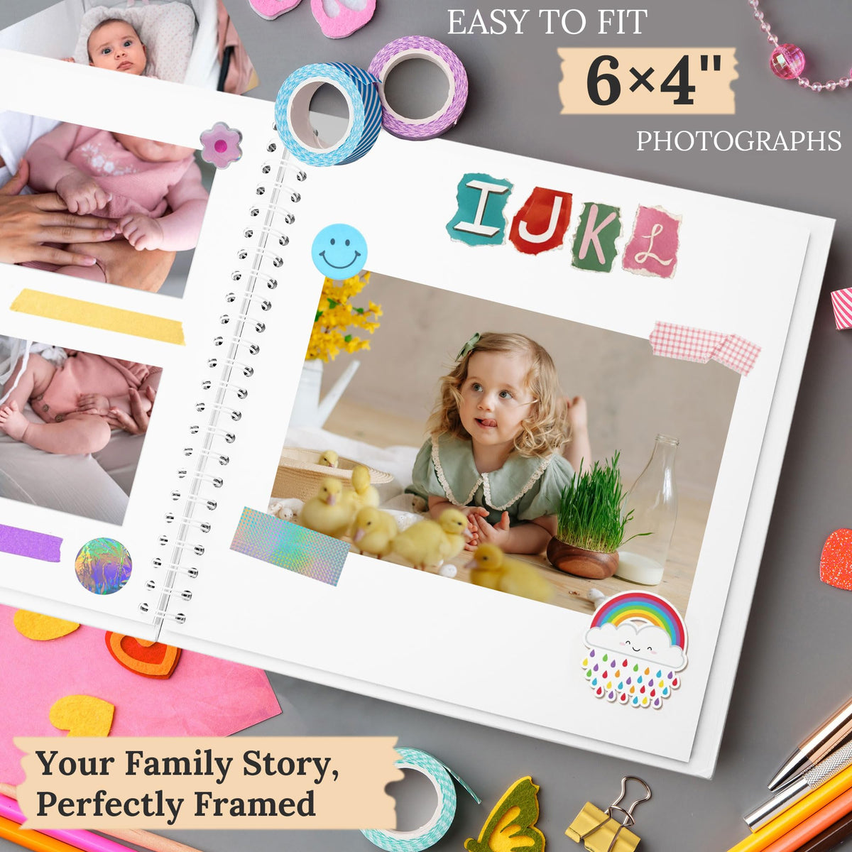 Polaroid Scrapbook Photo Album 7"x7" 20 Sheets 40 Pages Kraft Paper Khaki