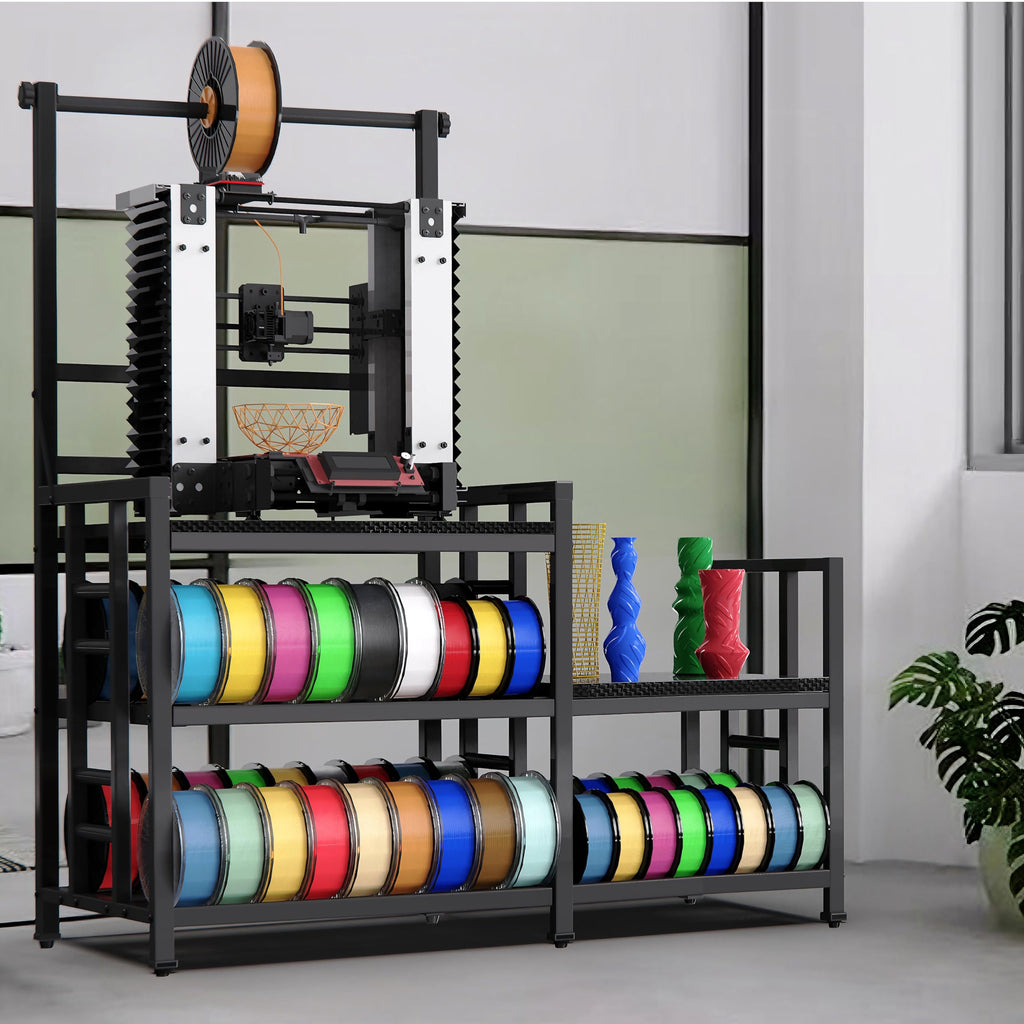 3D Printer Table with Filament Storage 3D Printer Stand with Power Outlet,Heavy Duty 3D Printer Desk for ABS, PLA, TPU Filament Spools, Home Offices and Studios Retro Brown