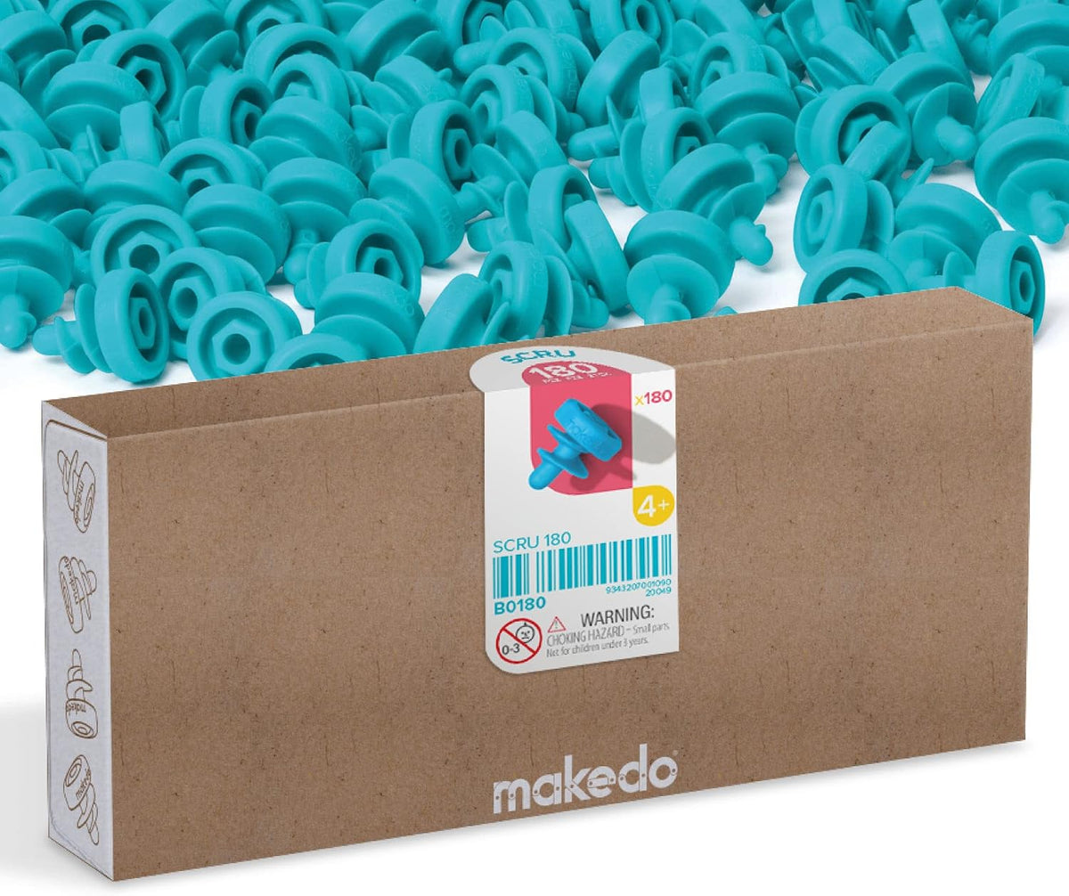 Makedo Scru 180 | Reusable Cardboard Screws Refill, Connects Up to 3 Layers