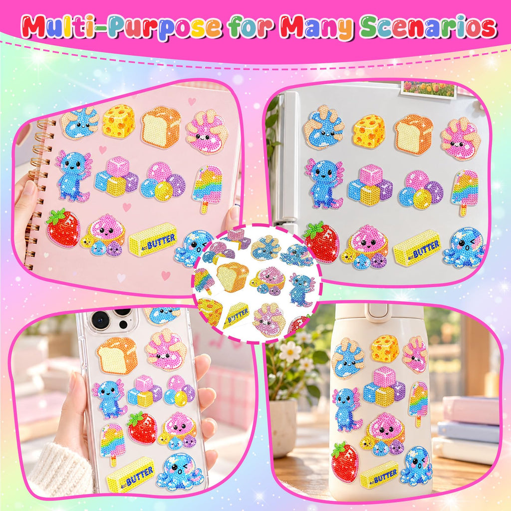 Acrylic Squishy Birthday Party Decorations,Dumpling Diamond Art Painting Kits Party Favors Arts and Crafts for Kids Ages 8-12 Make Your Own GEM Keychains for Girls Ages 4-6 Boys Christmas Toys Gifts