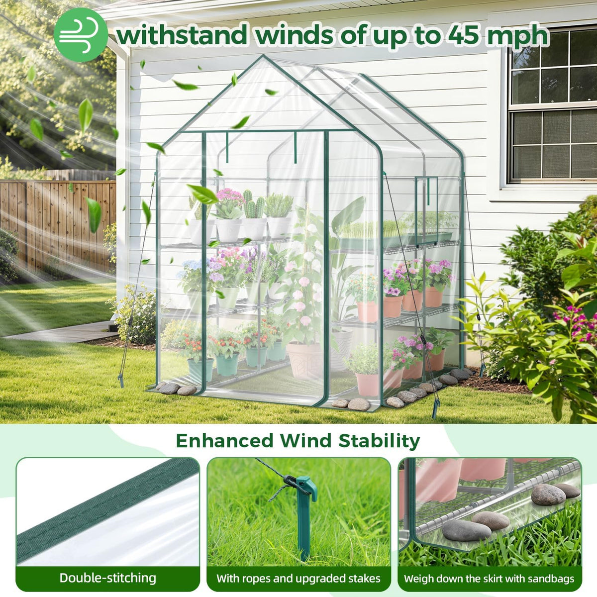 Ohuhu Plastic Greenhouse with 3–4 Tiers, Up to 22.56 Sq Ft