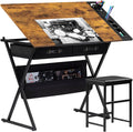 VECELO Adjustable Drafting and Art Desk with Stool