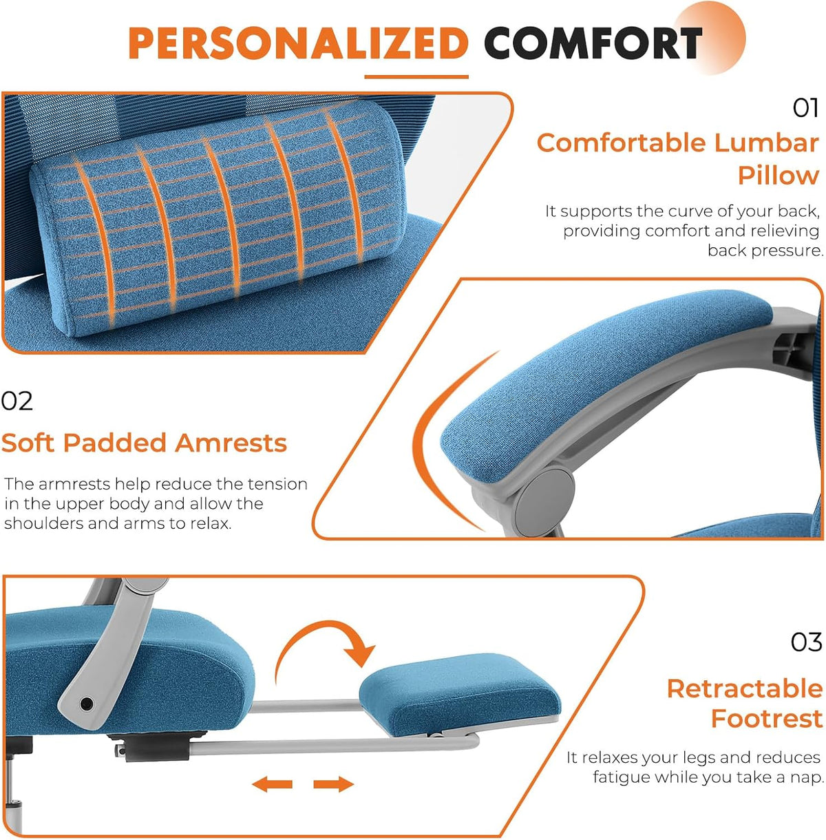 Sweetcrispy Ergonomic Office Desk Chair, Swivel Computer Chair
