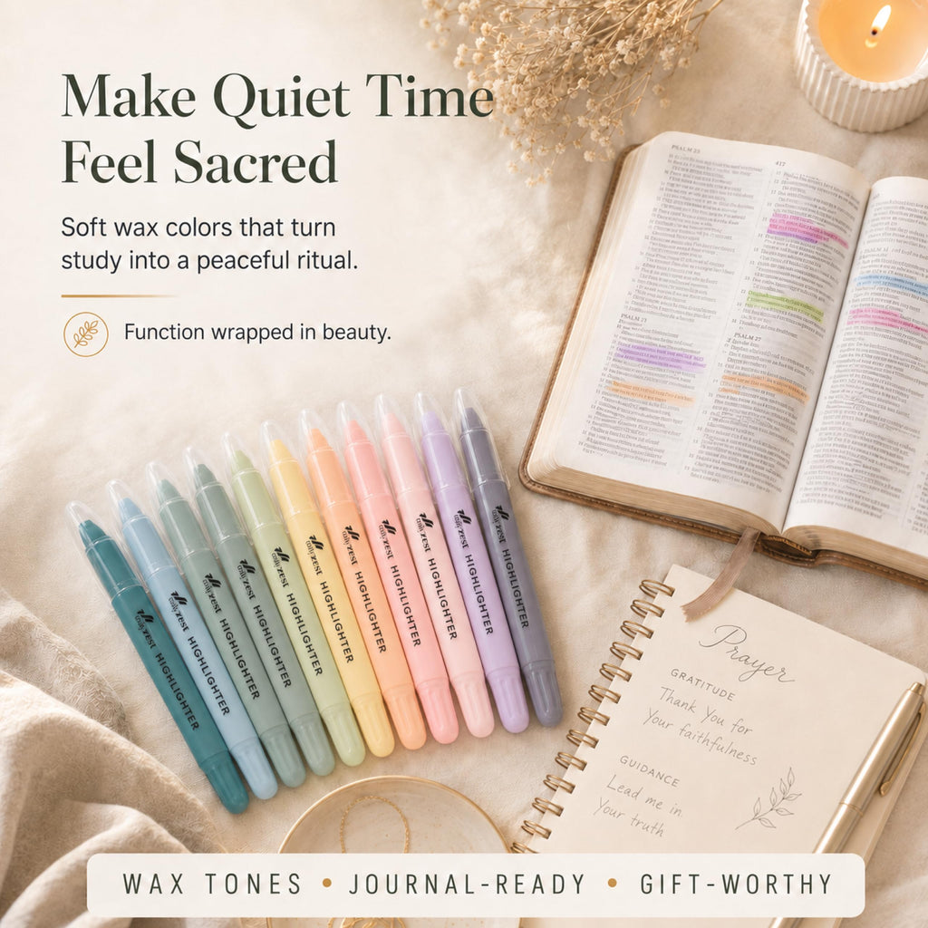 10 Pack Bible Safe Highlighters - Pastel Color, Wax Highlighters