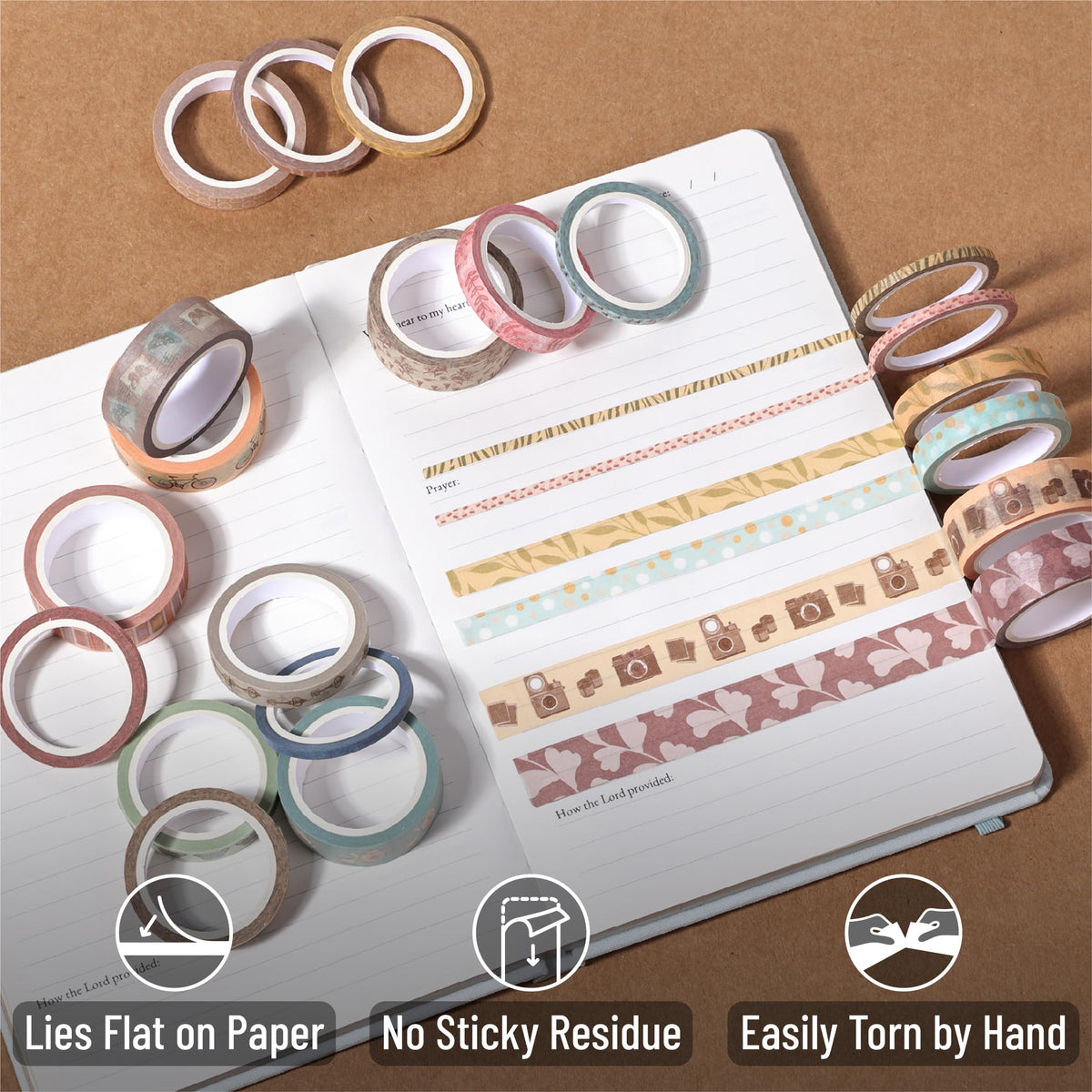Mr. Pen- Washi Tape Set, 21 Rolls, Assorted Sizes, Floral