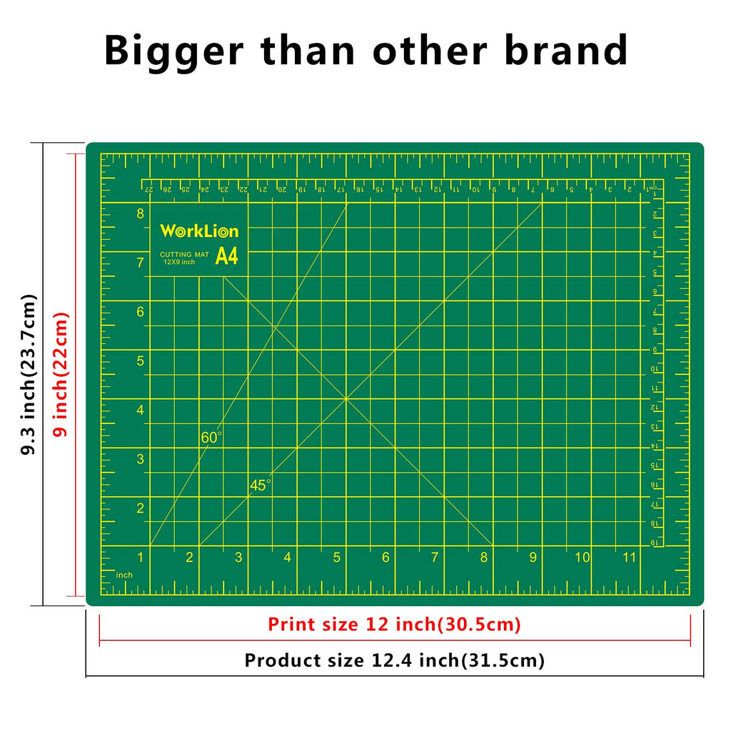 WORKLION 12" x 18" Art Self Healing PVC Cutting Mat, Double Sided, Gridded Rotary Cutting Board for Craft, Fabric, Quilting, Sewing, Scrapbooking Project……