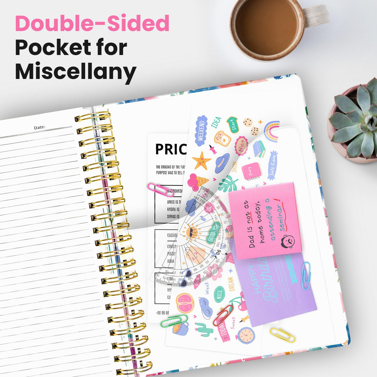Taja Spiral Notebooks for Work 5 Subject Notebook with Removable Dividers