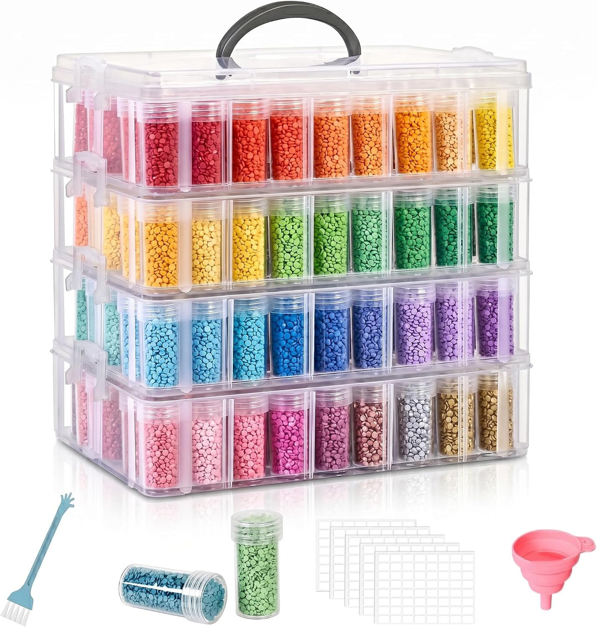Diamond Art Storage Organizer, 200 Jars, 4-Tier Stackable Case