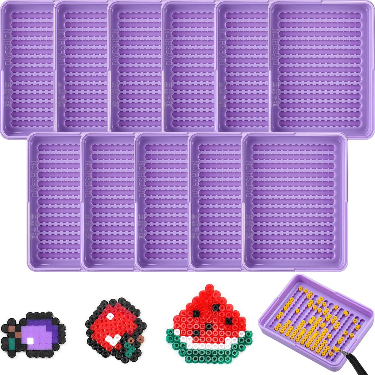 Beeveer 12 Pcs 2.6mm Fuse Beads Picking Trays 2.6 x 2 Inches Bead Sorting Trays Organizer Efficient Sorting Tools for Melty Beads for DIY Arts Crafts