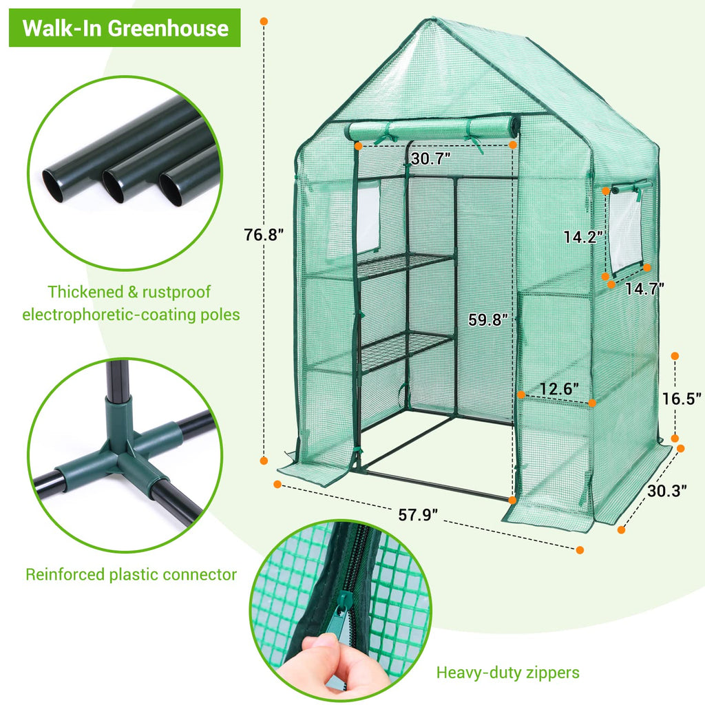 Ohuhu Plastic Greenhouse with 3–4 Tiers, Up to 22.56 Sq Ft