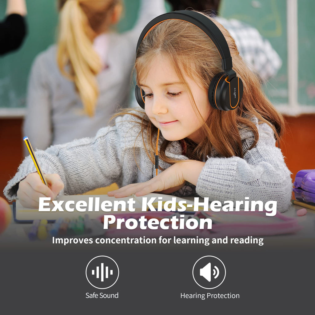AILIHEN I35 Kids Headphones for School with Mic, 93dB Volume, Green Purple