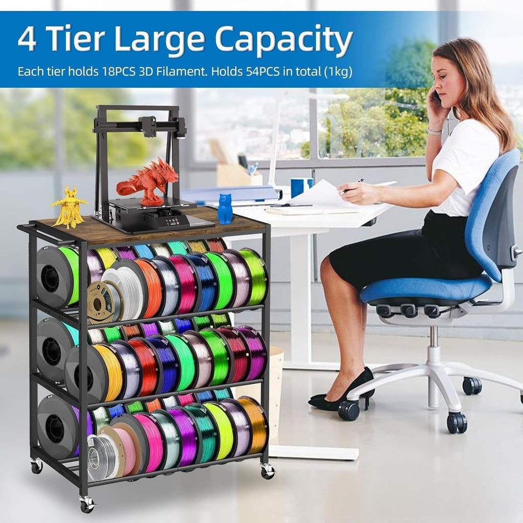 3D Printer Stand Table for 48 Filament Storage Rack, Brown