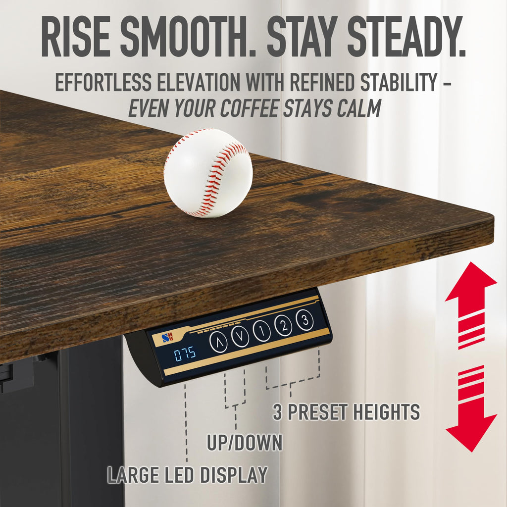 SHW 55 x 28 Electric Height Adjustable Standing Desk w/Drawer, White