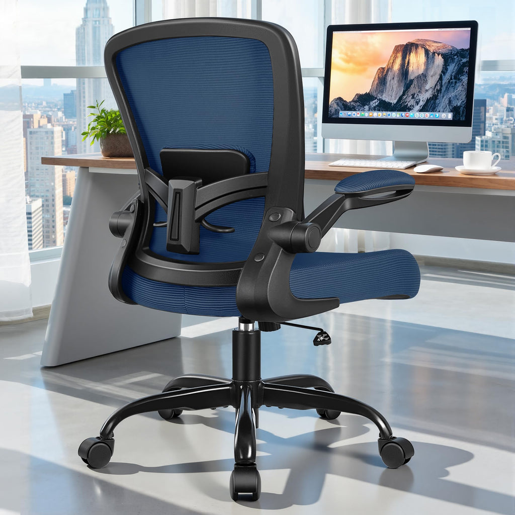 FelixKing Office Chair, Ergonomic Desk Chair Breathable Mesh Chairs Adjustable High Back Lumbar Support Flip-up Armrests, Executive Rolling Swivel Comfy Computer Chairs Home Office Black