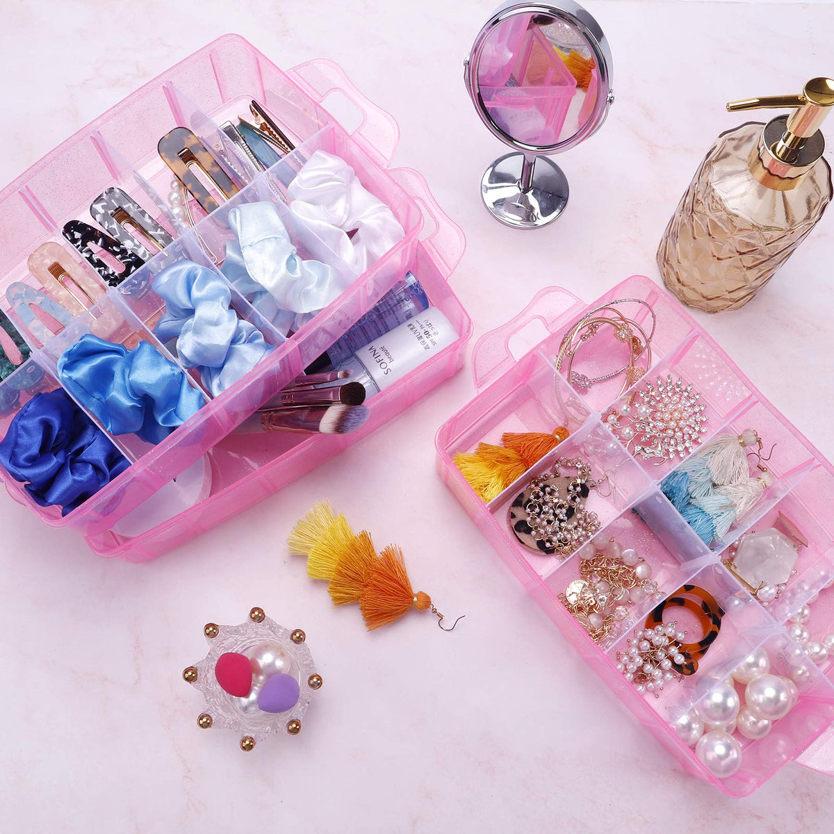 Bead Organizer 3 Tier 30 grid Stackable Craft Tackle Storage Container