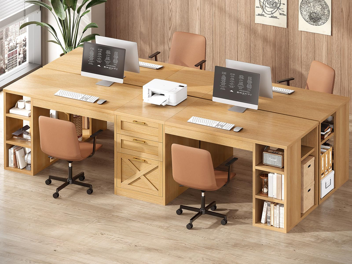 SEDETA 96.5-Inch Two-Student Desk with Drawers