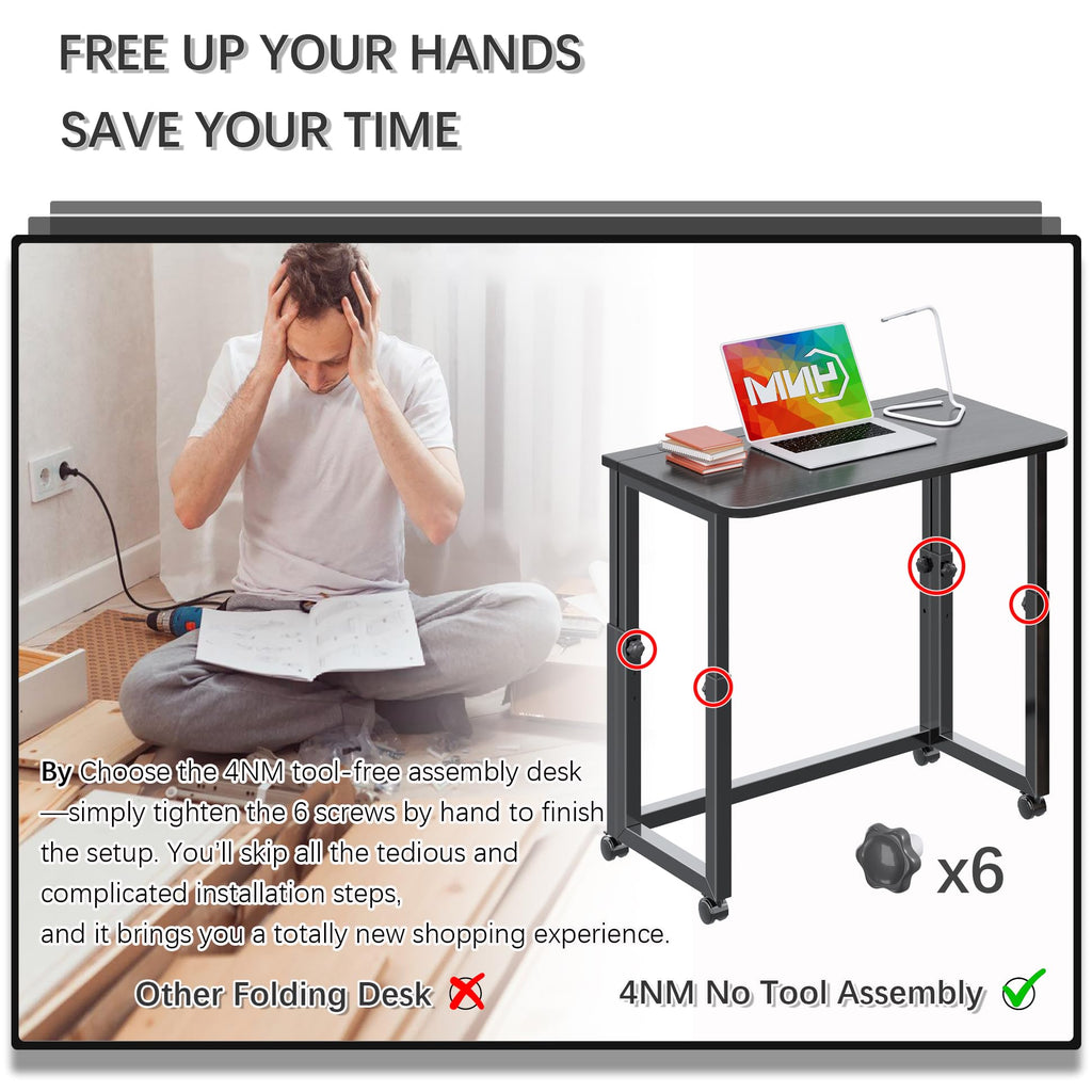 4NM 27.5-Inch Folding Student Desk with Wheels