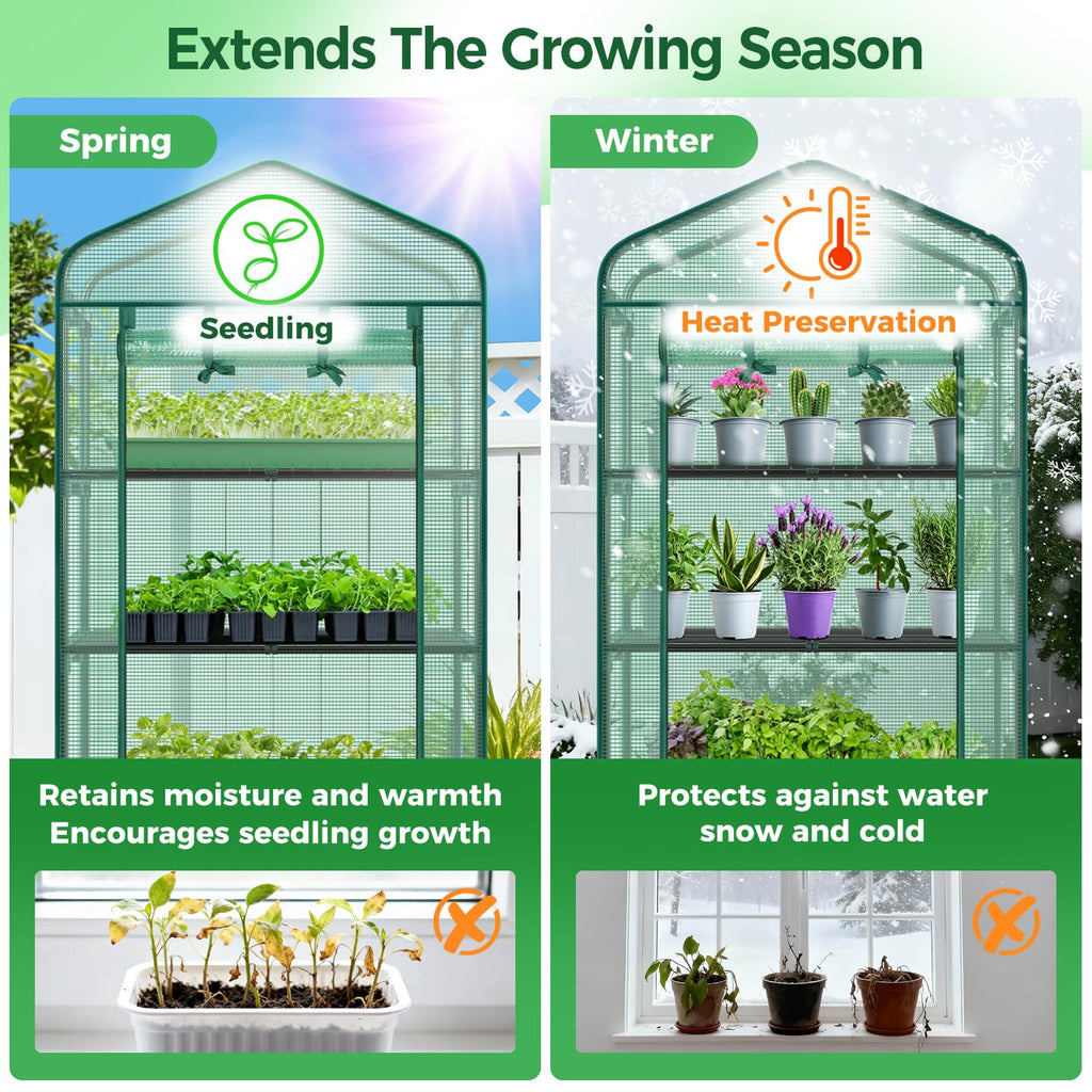 Ohuhu Portable Greenhouse with 4 Shelves (Mini & Large Sizes)