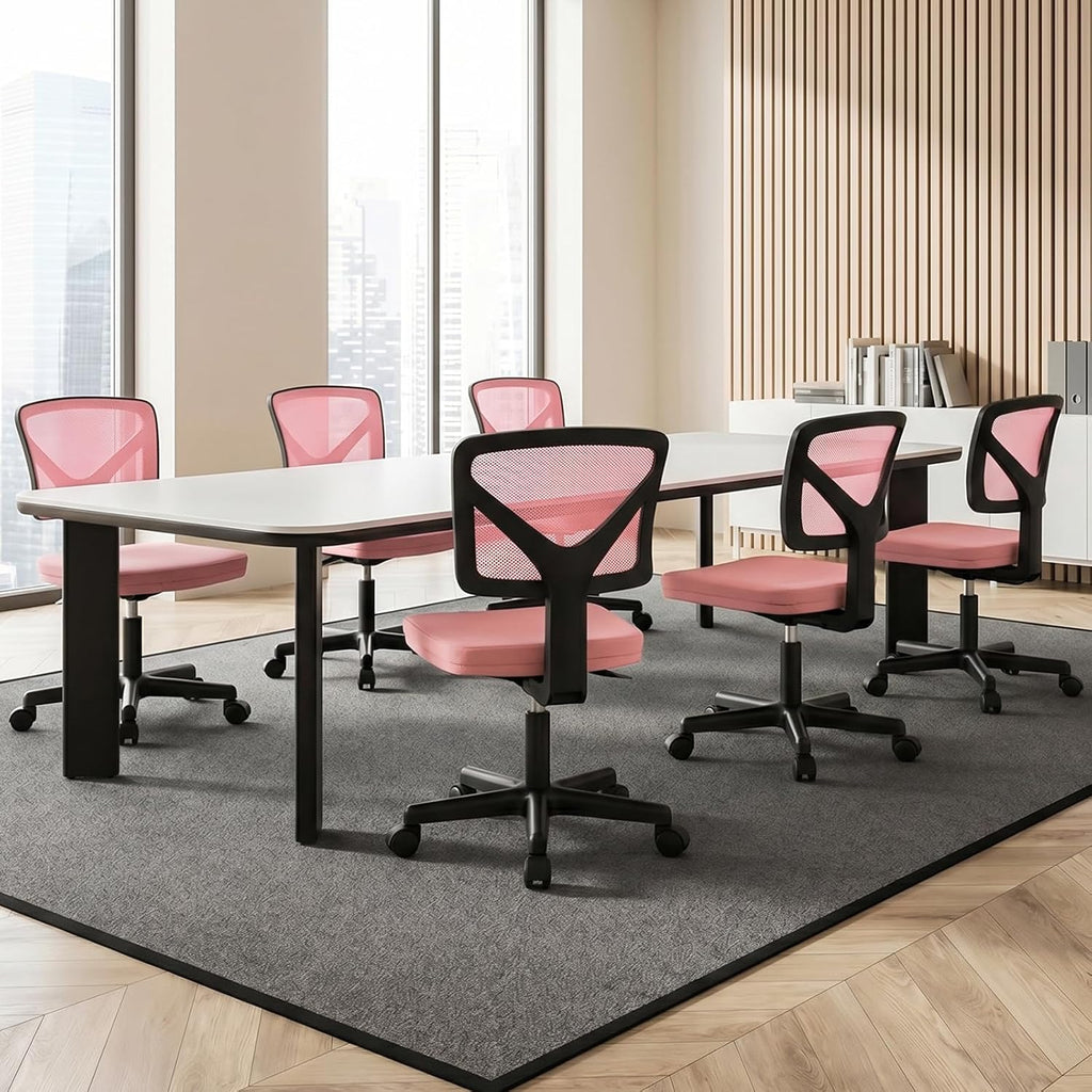Sweetcrispy Small Armless Desk Chair, Mesh Rolling Office Chairs