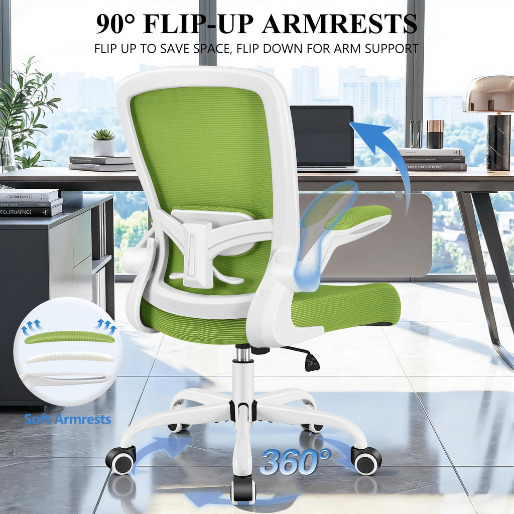 FelixKing Office Chair, Ergonomic Desk Chair Breathable Mesh Chairs Adjustable High Back Lumbar Support Flip-up Armrests, Executive Rolling Swivel Comfy Computer Chairs Home Office Black