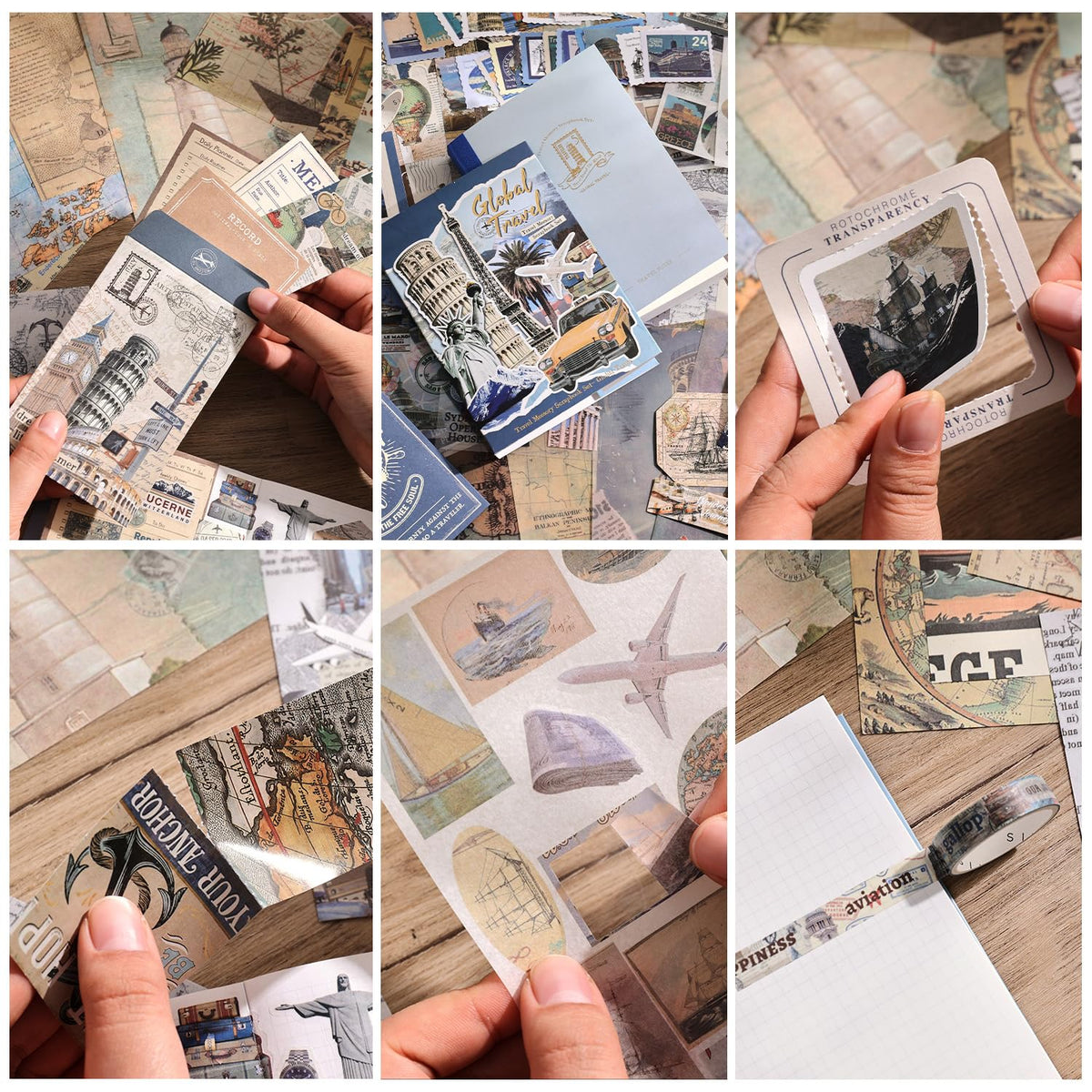 emmoolife 348 Pcs Scrapbooking Supplies Kit, Vintage Aesthetic Scrapbook Kit for Bullet Junk Journal, Stationery, A6 Grid Notebook, DIY Journaling Supplies, Birthday Craft Gift for Teen Girl Women