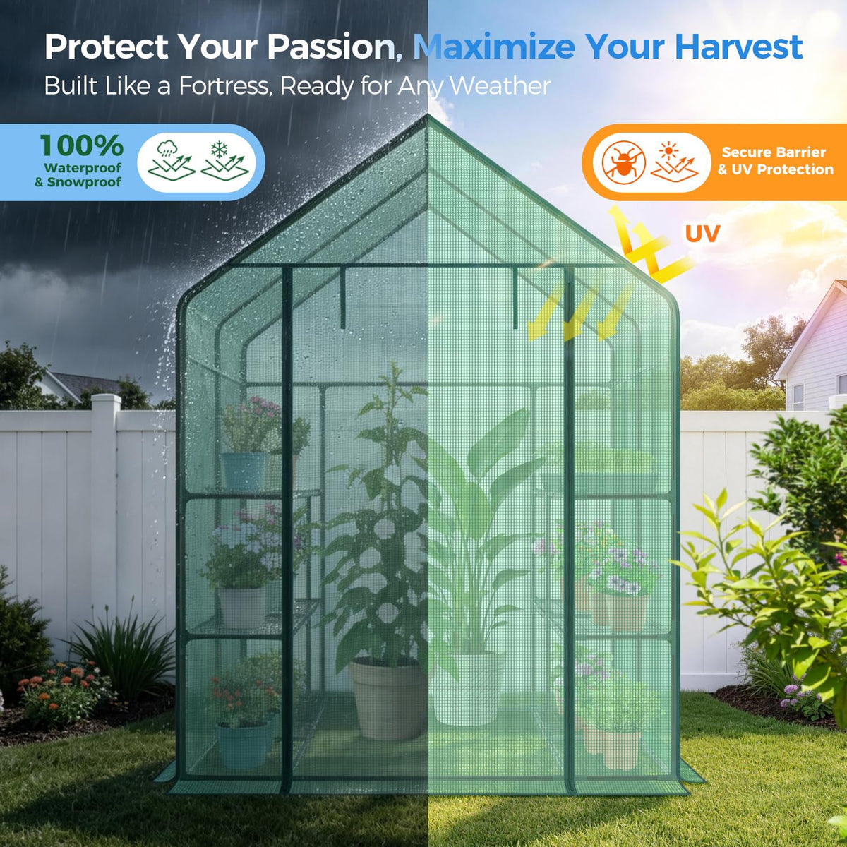 Ohuhu Plastic Greenhouse with 3–4 Tiers, Up to 22.56 Sq Ft