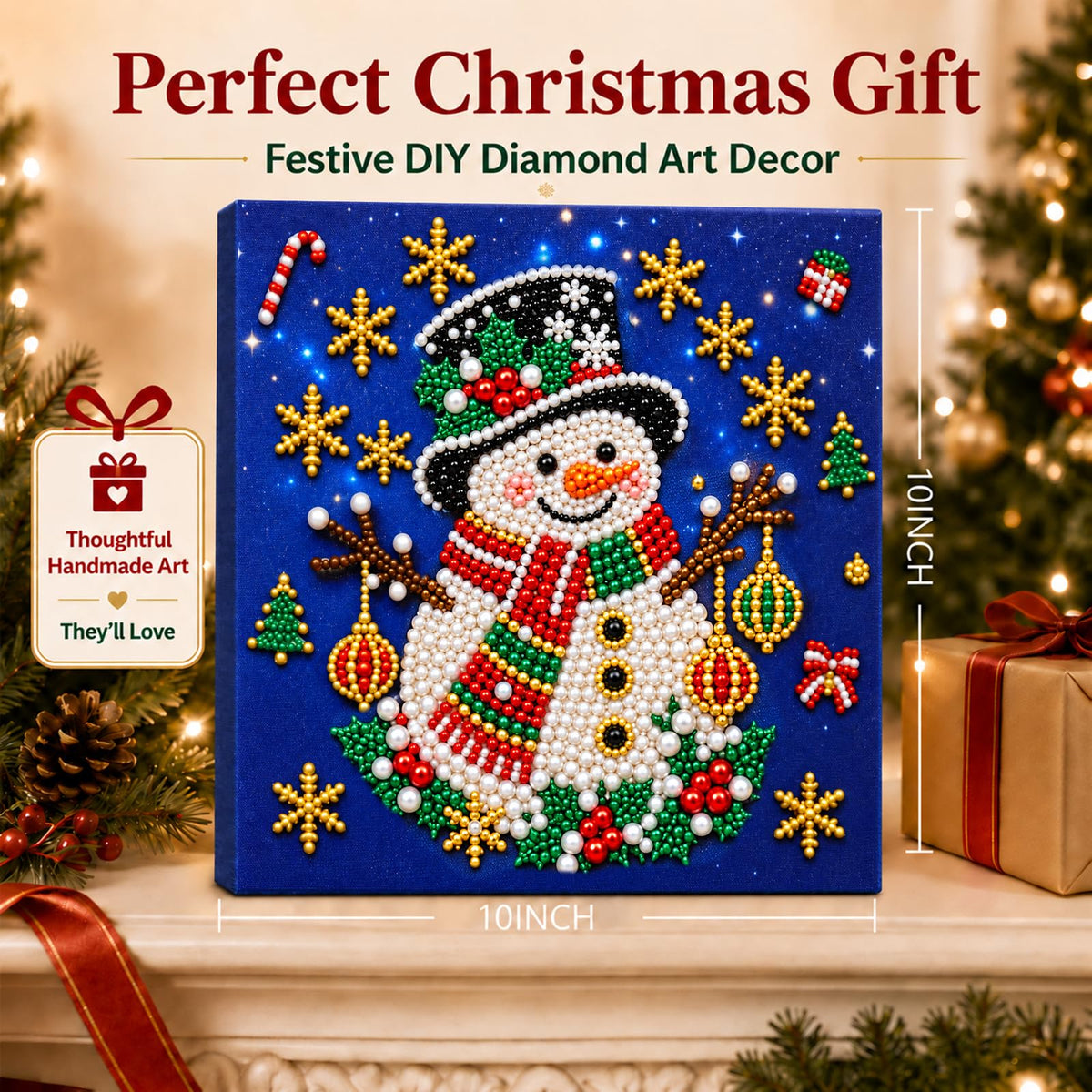 6 PCS DIY Pearl Diamond Art Kits for Adults, Wooden Christmas Ornaments