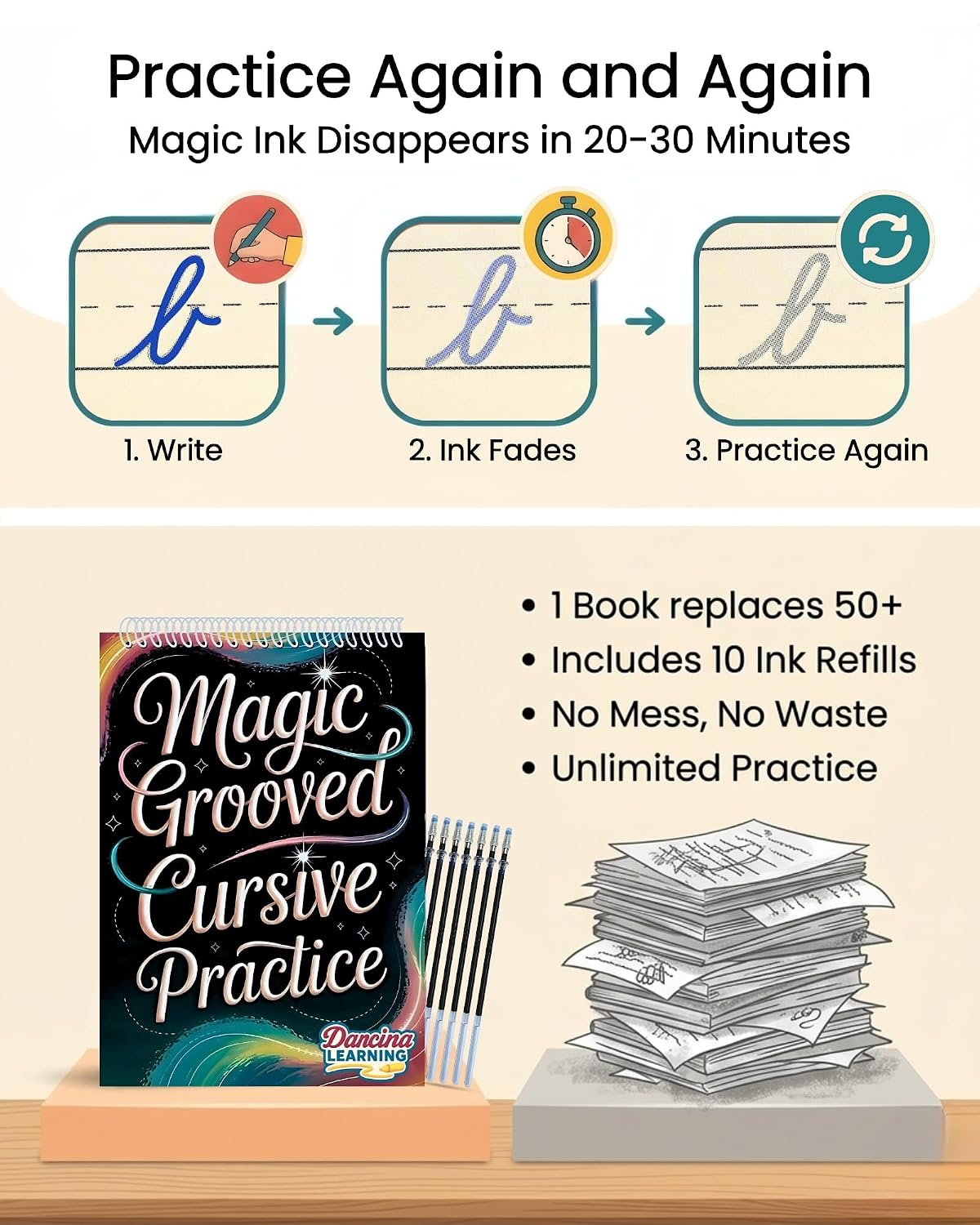 Magic Grooved Cursive Handwriting Workbook for Kids