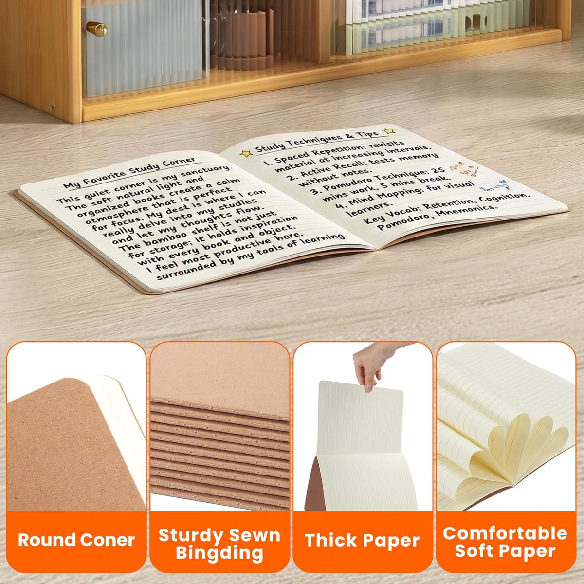 12 Pack A5 Kraft Journal Notebooks Bulk, Lined Travel Journal