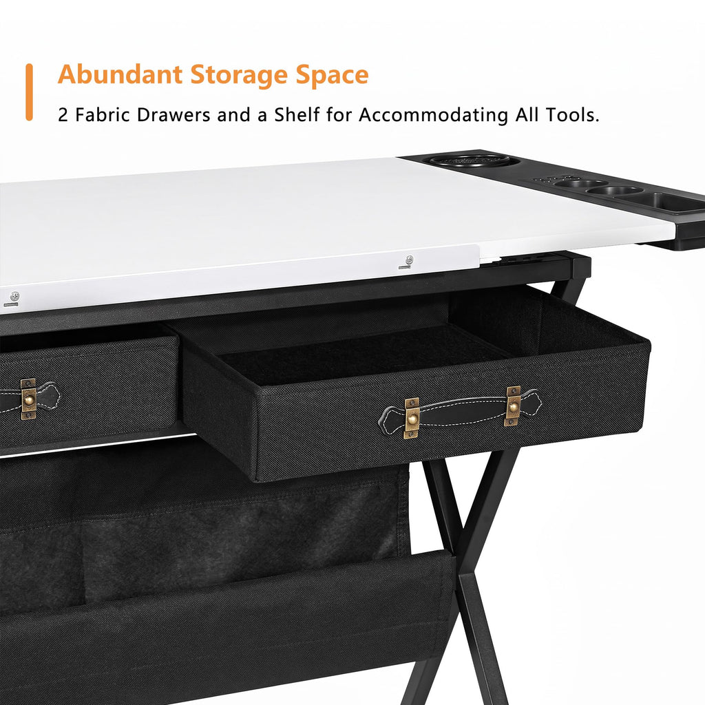 VECELO Adjustable Drafting and Art Desk with Stool