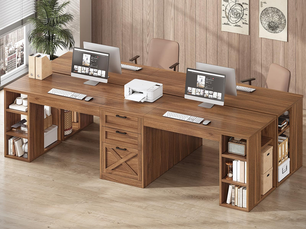 SEDETA 96.5-Inch Two-Student Desk with Drawers