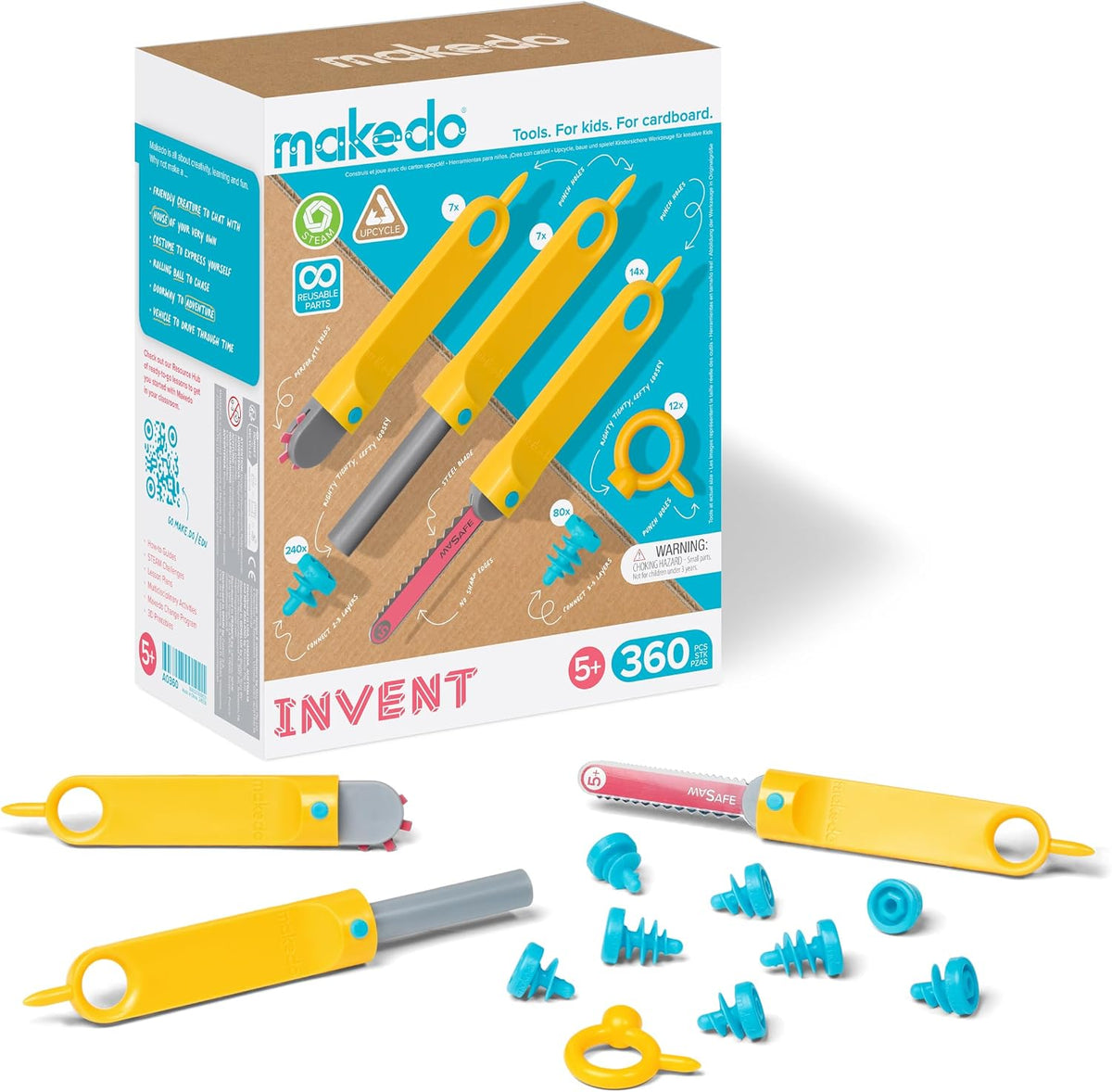 Makedo Invent Cardboard Construction Kit (Ages 5+, 360 Pieces)