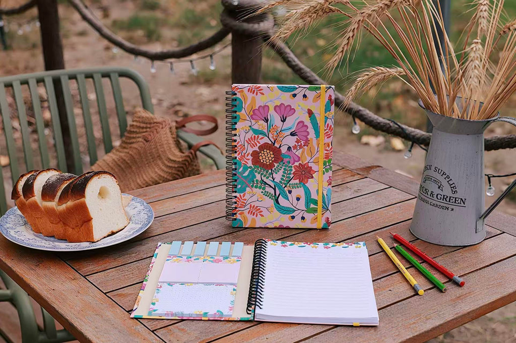 A5 Spiral Sticky Notebook,with 9 pads of decorated sticky notes and a handy notebook,for Bible study;Note Pads Teacher Appreciation Gift Writing Memo Pads School Office Supplies and Daily Life Organization (Daisy)