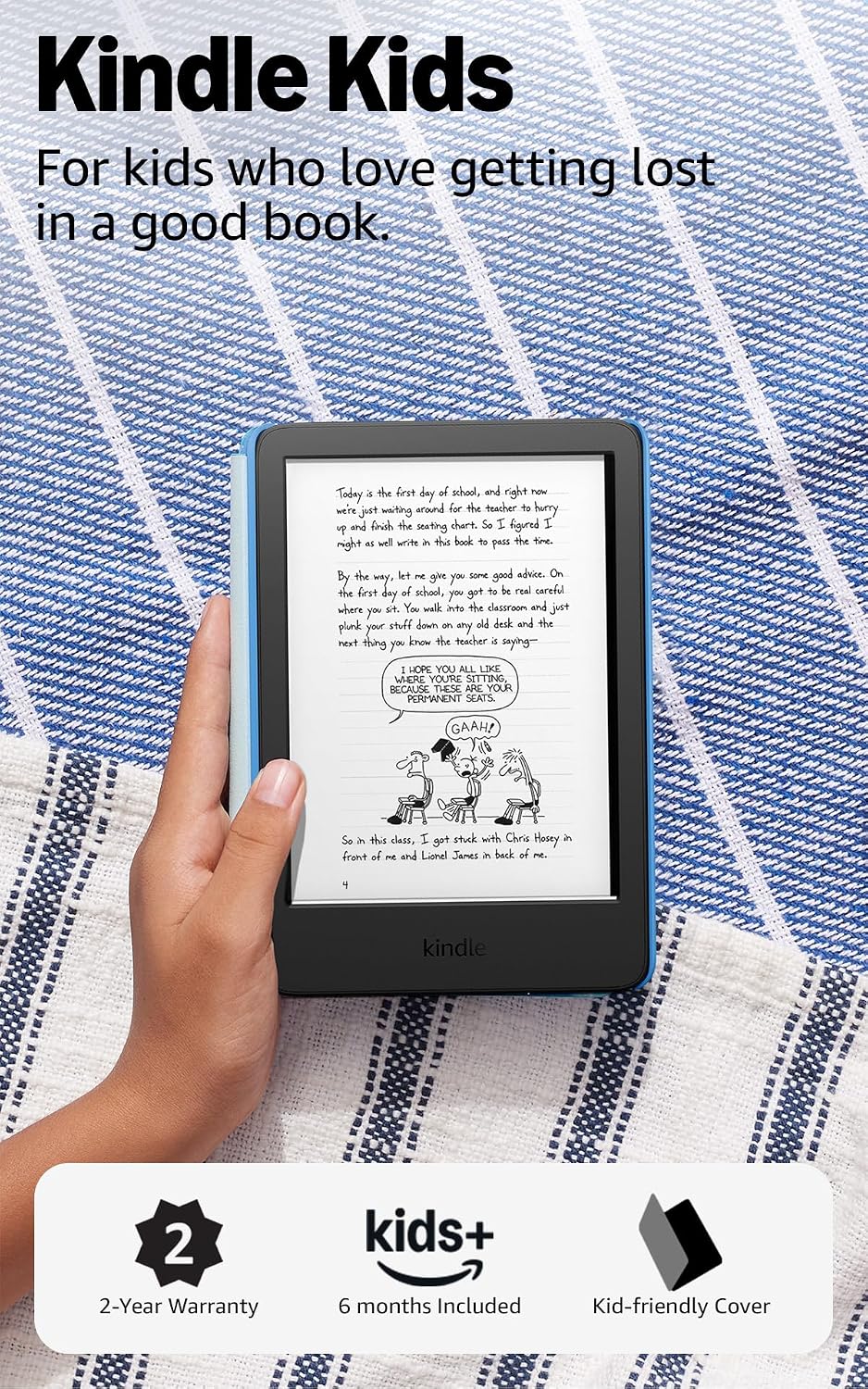 Amazon Kindle Kids 16GB (2024 model) - If it breaks, we will replace it, includes ad-free books and cover, with glare-free display, fast page turns - Space Whale
