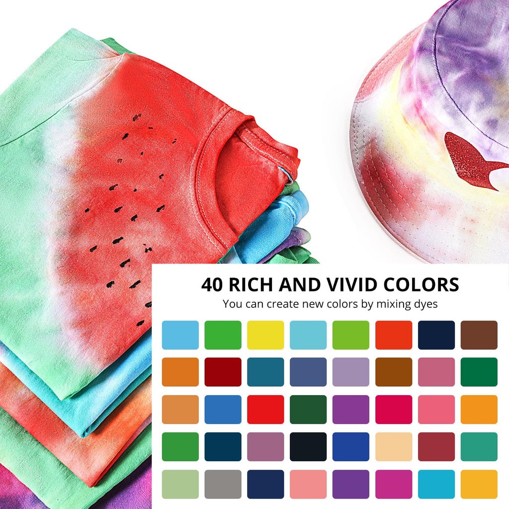 HTVRONT Tie Dye Kit, 32 Vibrant Vivid Permanent Colors, Just Add Water